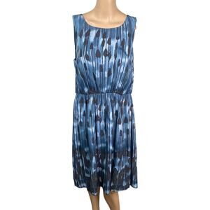 J.Jill Blue Black Abstract Floral Painterly A-line Dress SZ M